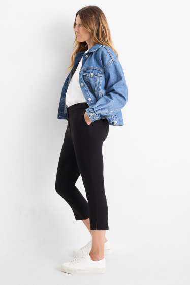 Dona - Pantalons capri - mid waist - slim fit - negre