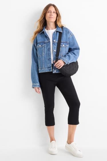 Dona - Pantalons capri - mid waist - slim fit - negre