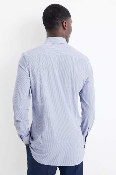 Heren - Business-overhemd - slim fit - kent - flex - met strepen - lichtblauw