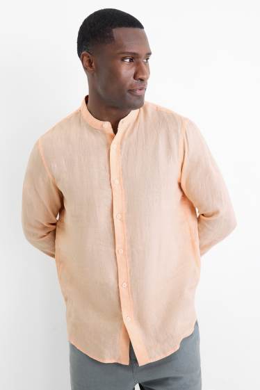 Unisex - Camisa de lli - regular fit - coll mao - coral