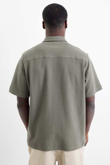 Home - Camisa - regular fit - Kent - texturada - verd fosc