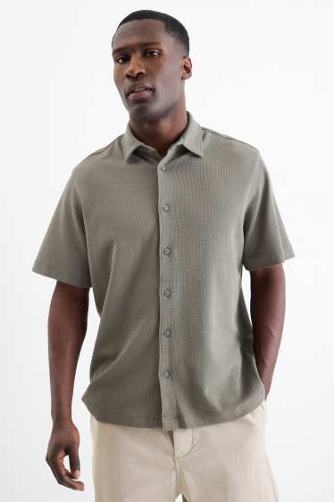 Home - Camisa - regular fit - Kent - texturada - verd fosc