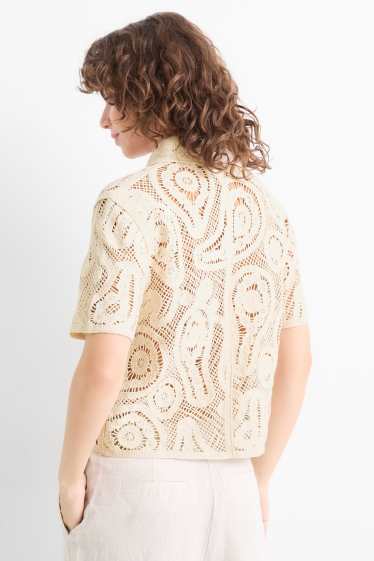 Women - Crocheted jumper - cremewhite