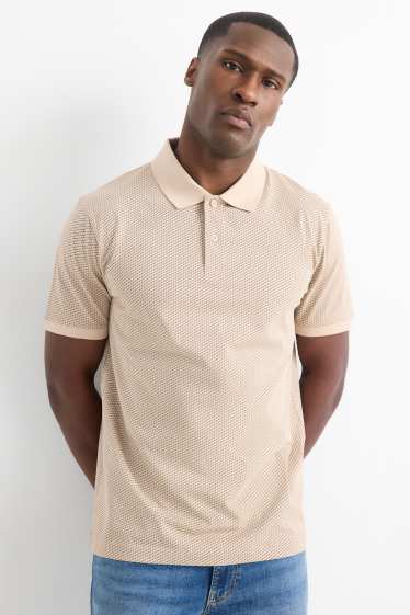 Heren - Poloshirt - regular fit - met patroon - beige