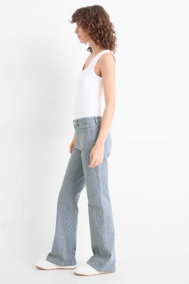 Women - Flared jeans - mid-rise waist - striped - blue