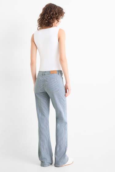 Women - Flared jeans - mid-rise waist - striped - blue