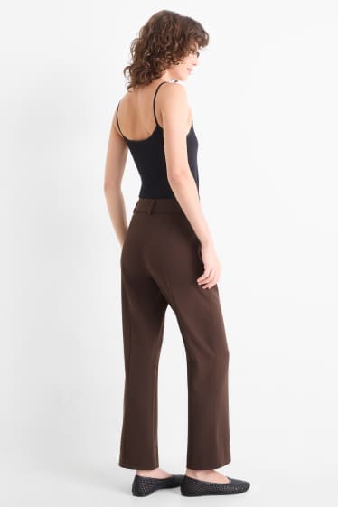 Damen - Stoffhose - Mid Waist - Flared - dunkelbraun