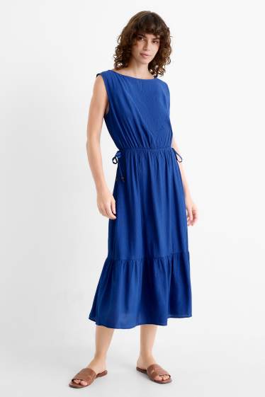 Femmes - Robe fit & flare - finition texturée - bleu foncé