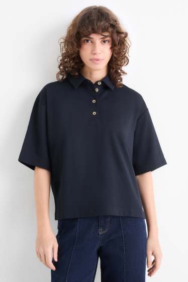 Damen - Poloshirt - Relaxed Fit - dunkelblau