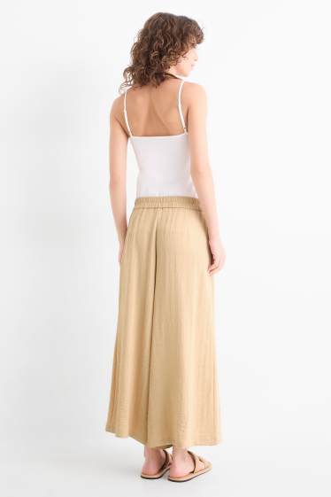Dames - Pantalon - high waist - wide leg - beige