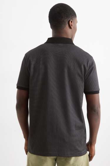 Bărbați - Tricou polo - regular fit - reiat - negru