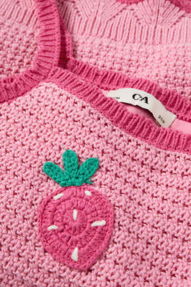 Kinder Mädchen - Erdbeere - Crochet-Kleid - pink