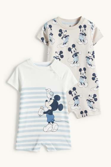 Neonati - Confezione da 2 - Topolino - pigiama per neonati - bianco / azzurro