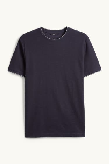 Uomo - T-shirt - regular fit - tessuto tramato - blu scuro