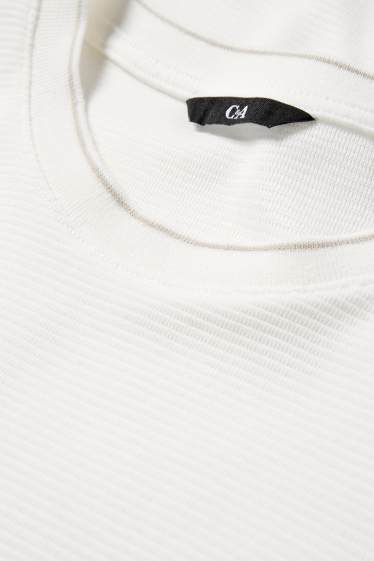 Uomo - T-shirt - regular fit - tessuto tramato - bianco