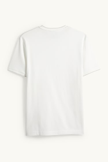 Uomo - T-shirt - regular fit - tessuto tramato - bianco