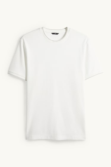 Uomo - T-shirt - regular fit - tessuto tramato - bianco