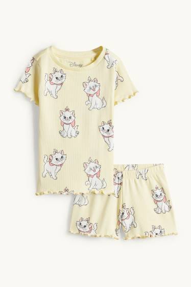 Kinder Mädchen - Aristocats - Shorty-Pyjama - gerippt - 2 teilig - hellgelb