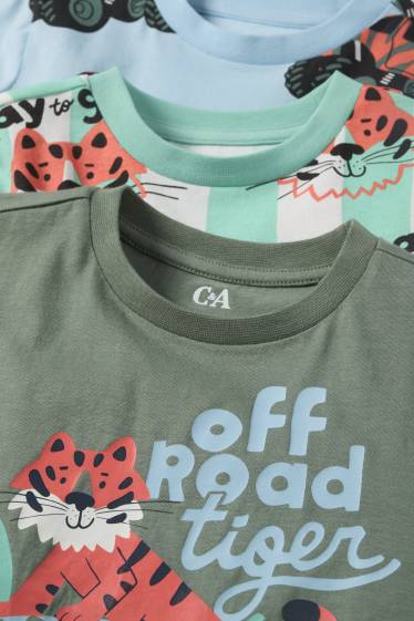Children Boys - Multipack of 3 - tiger and off-road vehicle - short pyjamas - green