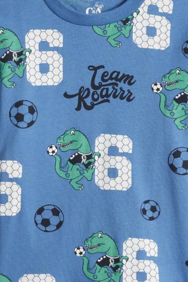 Kinder Buben - Multipack 2er - Dino und Fußball - Shorty-Pyjama - 4 teilig - grün / dunkelblau