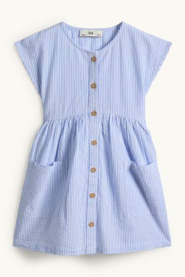 Enfants filles - Robe - à rayures - blanc / bleu clair