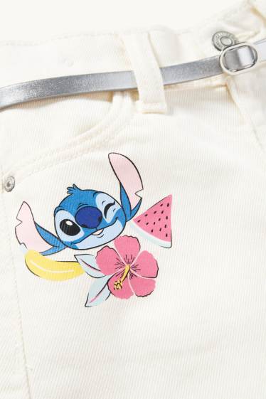 Kinder Mädchen - Lilo & Stitch - Jeans-Shorts mit Gürtel - weiß