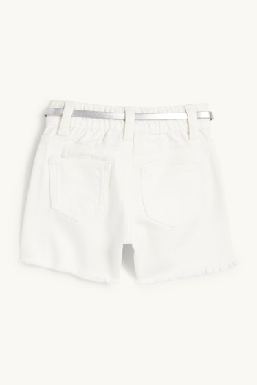 Kinder Mädchen - Lilo & Stitch - Jeans-Shorts mit Gürtel - weiß