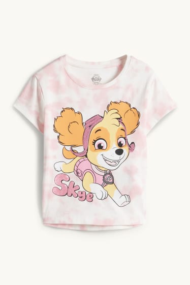 Bambine - PAW Patrol - Skye - t-shirt - effetto brillante - fantasia - bianco / rosa