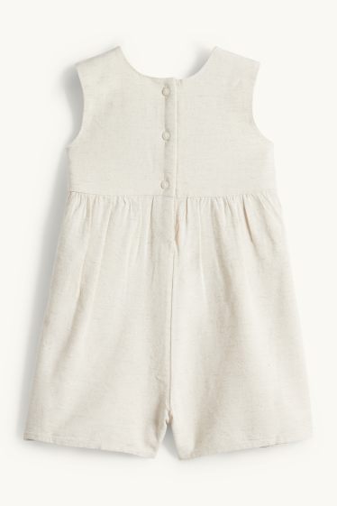 Baby Mädchen - Baby-Crochet-Jumpsuit mit Leinen-Anteil - beige