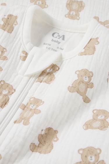 Unisex - Teddybeer - babyslaapzak - 0 tot 4 maanden - wit