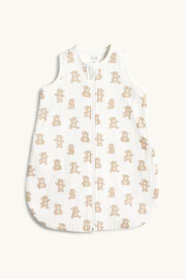 Unisex - Teddybeer - babyslaapzak - 0 tot 4 maanden - wit