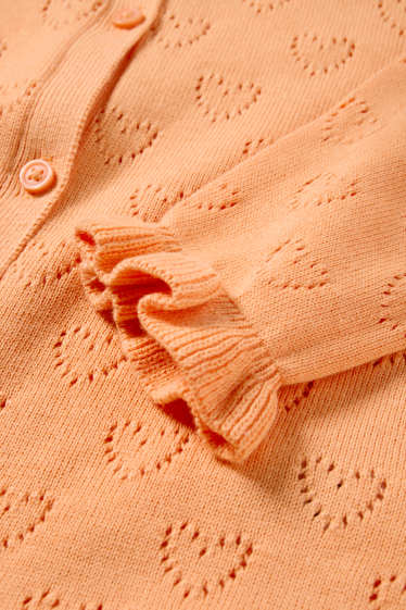Enfants filles - Cœurs - gilet en maille - orange