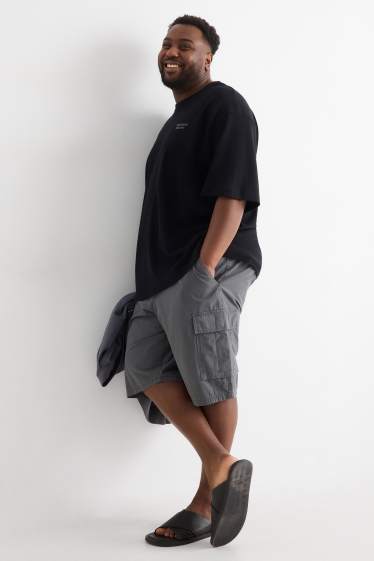 Herren - Cargo-Shorts mit Gürtel - strukturiert - dunkelgrau