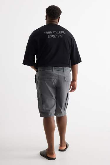 Herren - Cargo-Shorts mit Gürtel - strukturiert - dunkelgrau
