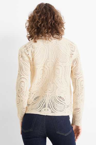 Damen - Crochet-Cardigan - cremeweiß