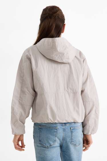 Kinder Mädchen - Jacke mit Kapuze - wasserabweisend - hellgrau