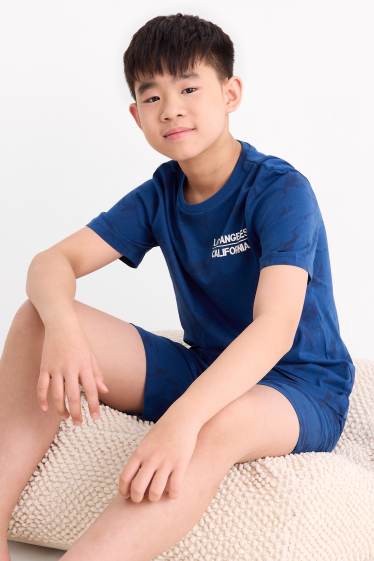 Enfants garçons - Los Angeles - Pyjashort - 2 pièces - à motif - bleu foncé