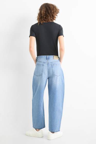Damen - Barrel Jeans - High Waist - hellblau