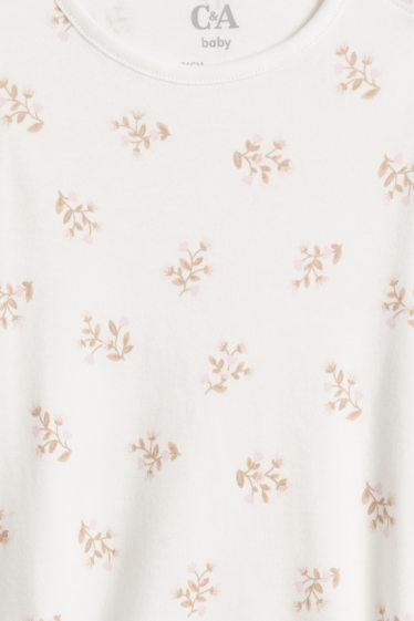 Miminka - dívky - Multipack 3 ks - květiny - body pro miminka - krémově bílá