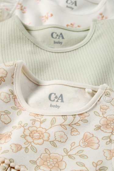 Miminka - dívky - Multipack 3 ks - květiny - body pro miminka - krémově bílá