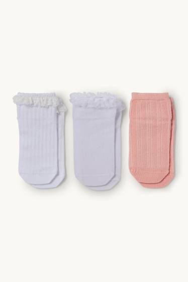 Nena - Paquet de 3 - mitjons - texturats - blanc/rosa