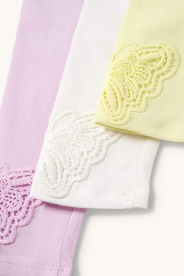 Children Girls - Multipack of 3 - butterfly - leggings - ribbed - light yellow