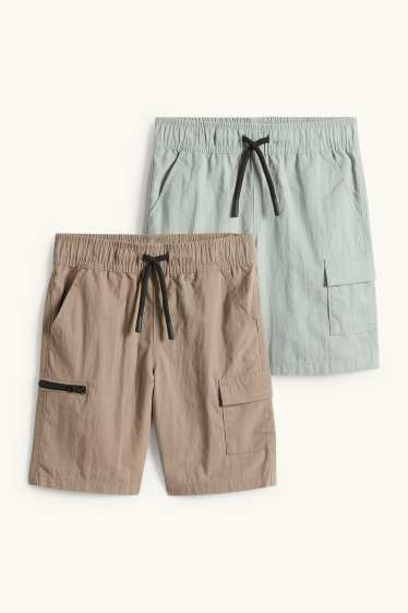 Enfants garçons - Lot de 2 - bermudas cargo - marron clair