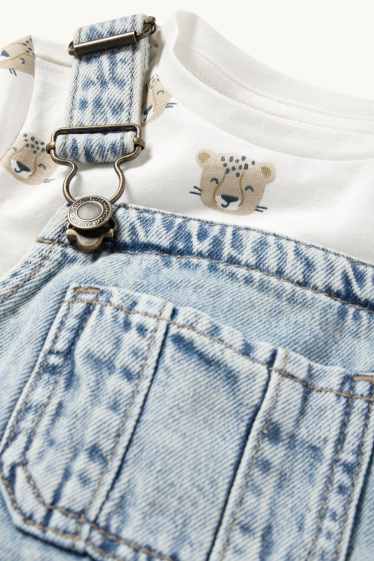 Baby Jungen - Leopard - Baby-Outfit - 2 teilig - helljeansblau