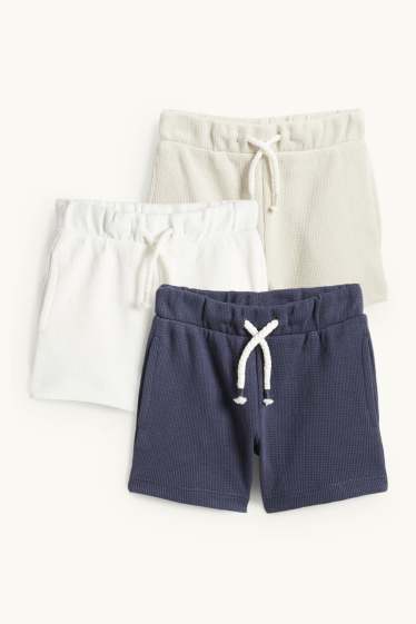 Baby Buben - Multipack 3er - Baby-Shorts - strukturiert - dunkelblau