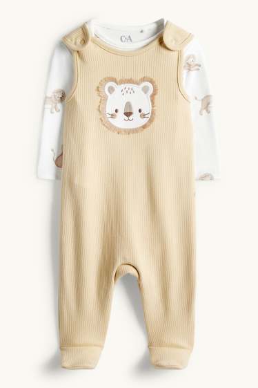 Unisex - Lion - romper set - 2 piece - white / beige