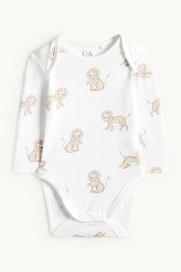 Unisex - Lion - romper set - 2 piece - white / beige