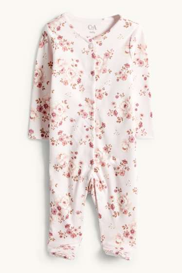 Baby Mädchen - Blümchen - Geschenkset - 3 teilig - weiss / rosa