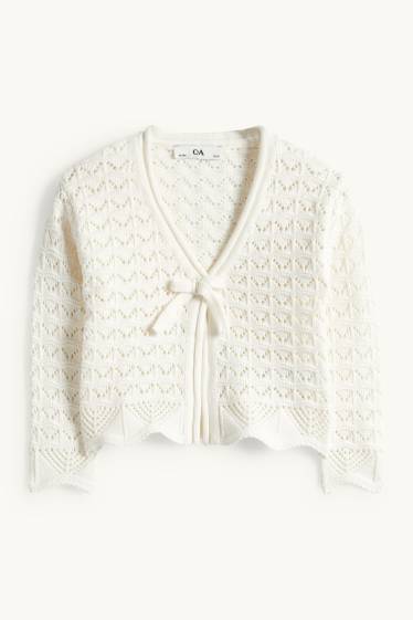 Copii - Fete - Cardigan tricotat - alb-crem