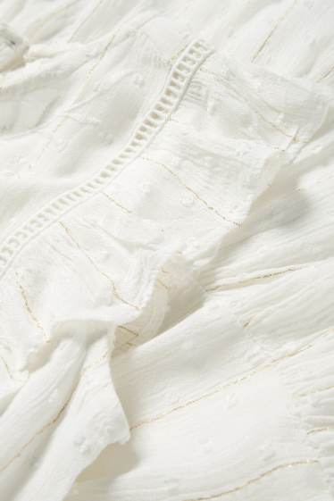 Copii - Fete - Rochie - aspect lucios - alb-crem